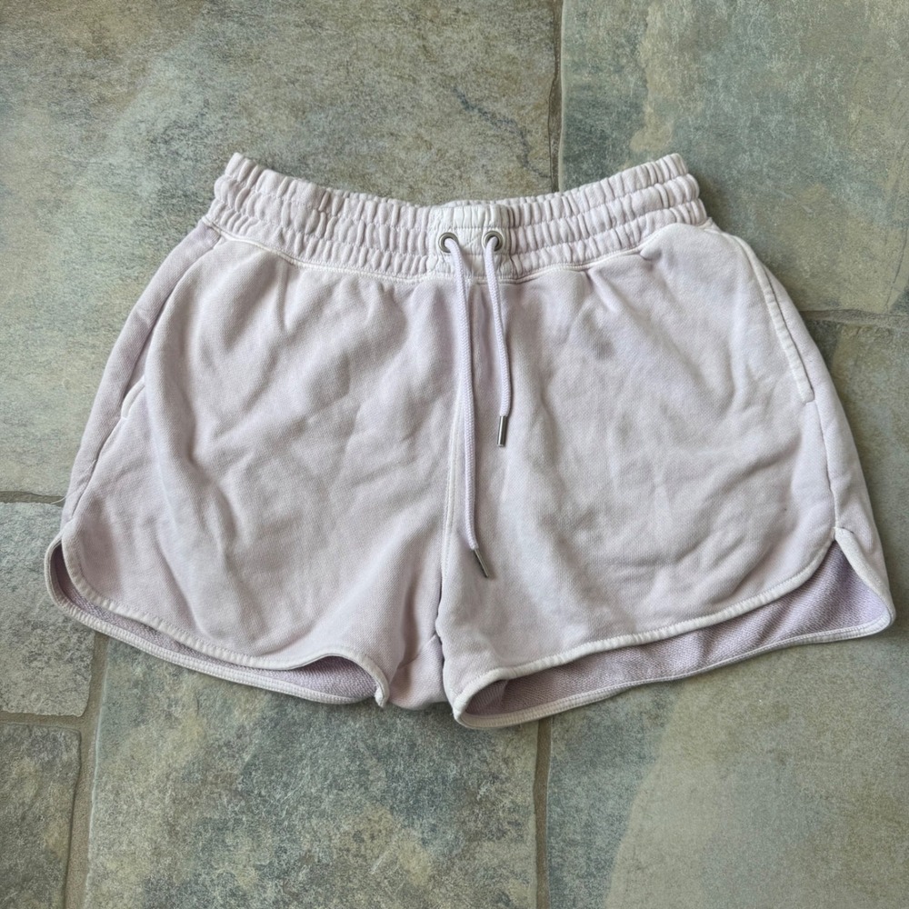 Aerie High Waisted REAL Shorts Size M Lilac Fleece Lounge w/ Pockets